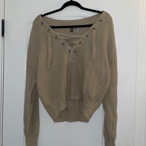 Lace up knit sweater